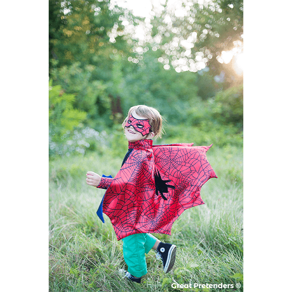 Great Pretenders Red & Blue Spider Cape Set (Size 3-4)