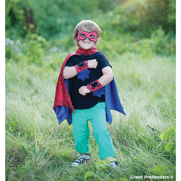 Great Pretenders Red & Blue Spider Cape Set (Size 3-4)