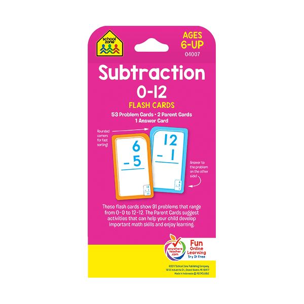 School Zone Subtraction Cards