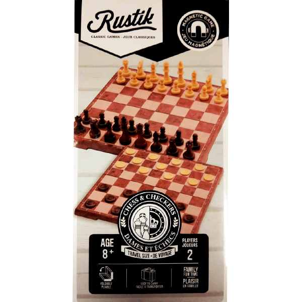 Rustik Magnetic Chess & Checkers (Peachwood Edition)