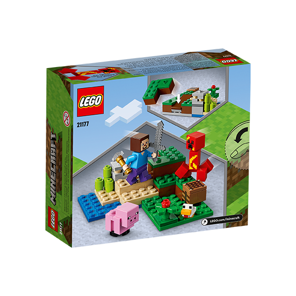  LEGO Minecraft The Creeper Ambush Building Toy 21177, Pretend  Play Zombie Battle, Gift for Kids, Boys and Girls Age 7+ Years Old, Ore  Mining and Animal Care with Steve, Baby Pig