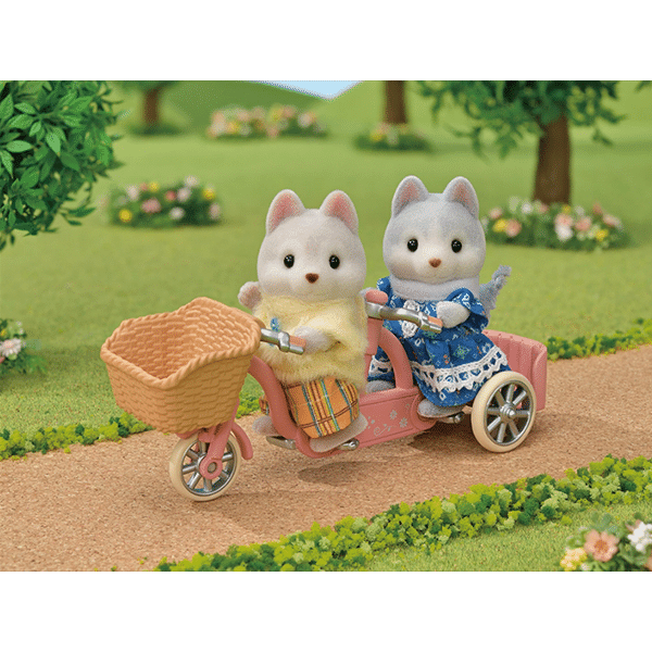 Calico Critters Tandem Cycling Set - Husky Brother & Sister