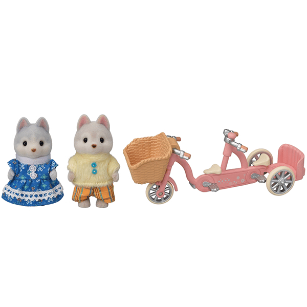 Calico Critters Tandem Cycling Set - Husky Brother & Sister