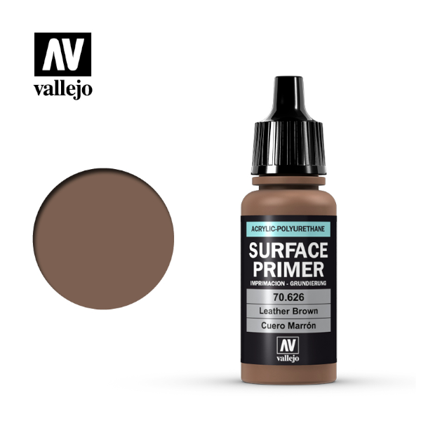 Vallejo Paints Surface Primer - Leather Brown 17 mL