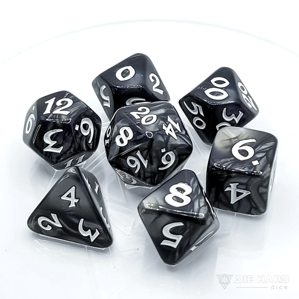 Die Hard Dice Polymer RPG Set - Elessia Shale with White