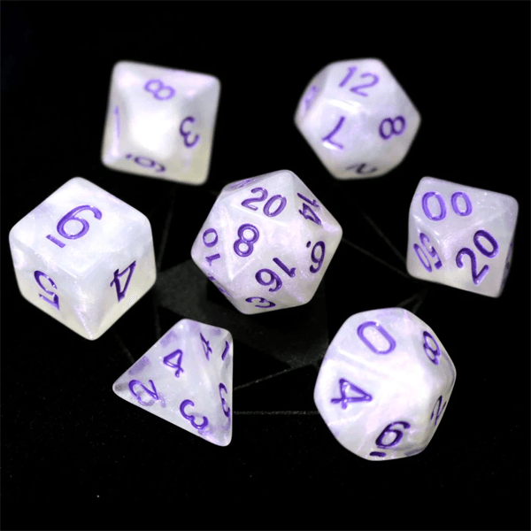 Die Hard Dice Polymer 7 Piece RPG Set - Purple Moonstone