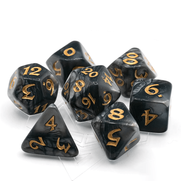 Die Hard Dice Polymer 7 Piece RPG Set - Elessia - Shale with Gold